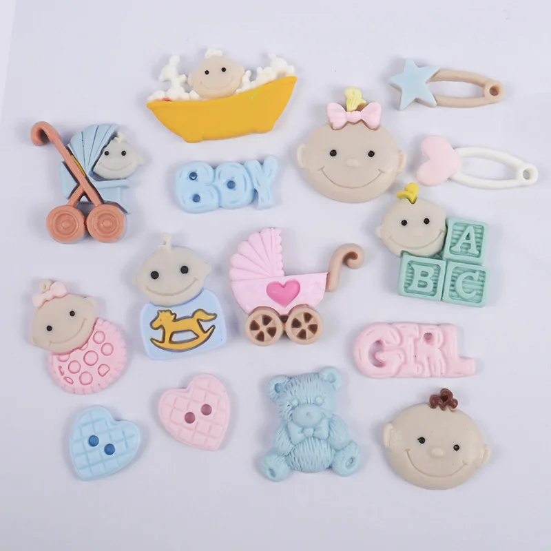 10 шт. Kawaii Baby Shower на плоской подошве с украшением в виде задней смола кабошон DIY