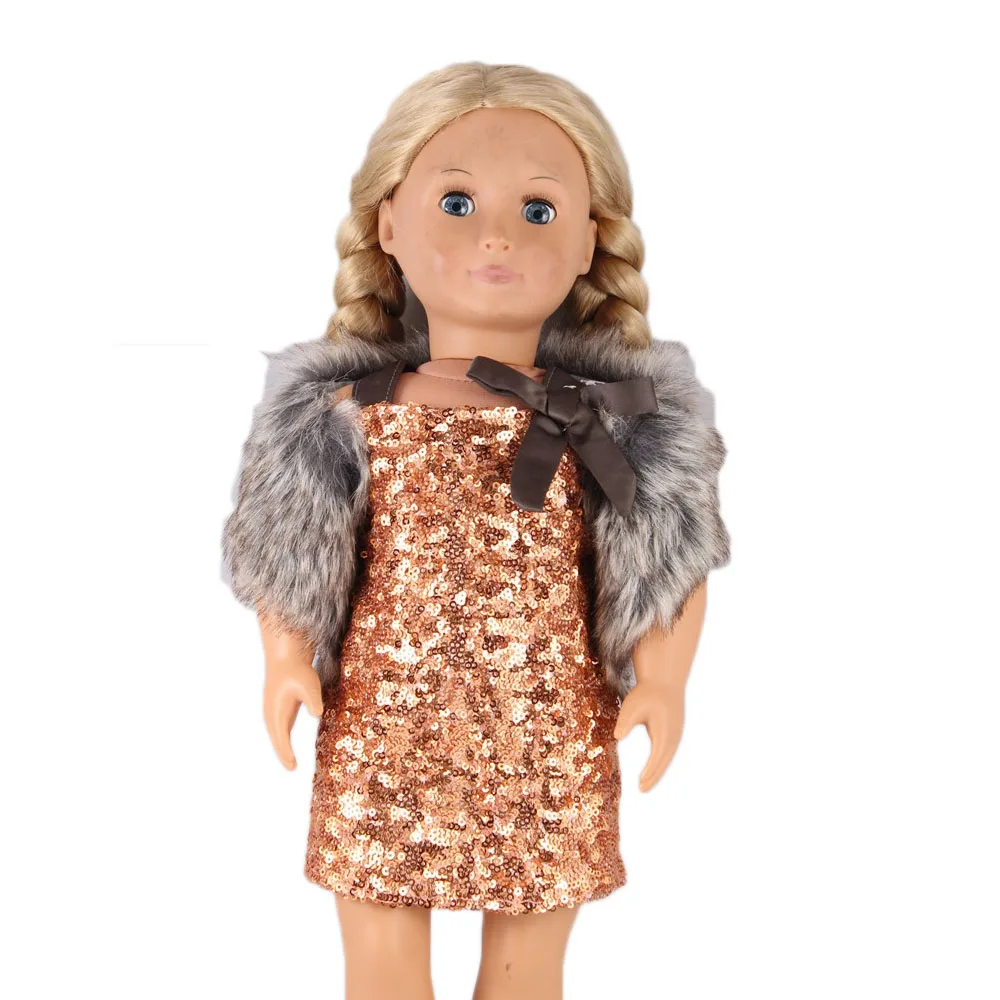 shawl Sequins dress 18 дюймов, американская кукольная одежда для девочек наше поколение,, люкс, кофта с капюшоном и штаны, наряды для куклы 17 дюймов и 18 дюймов - Цвет: shawl Sequins dress
