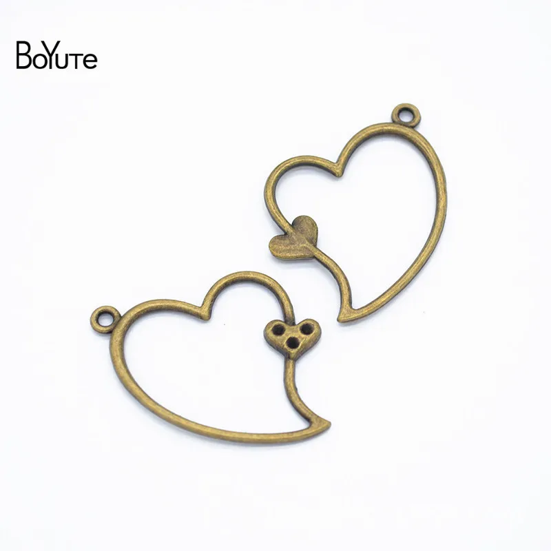 BoYuTe(100 шт./лот) металлический сплав подвеска в форме сердца Diy ручной работы аксессуары для изготовления ювелирных изделий - Окраска металла: 36x26MM-2MM Hole
