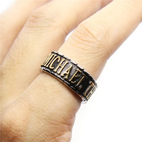 Size 7~13 Fashion Gold Letters THEARCH ST.MICHAEL Ring 316L Stainless Steel Jewelry Cool Church | Украшения и аксессуары