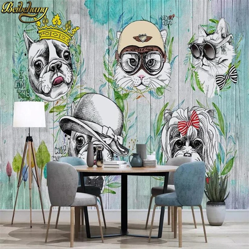 Beibehang пользовательские фото 3D Настенные обои животное кошка собака мультфильм детская комната фон 3D живопись обои домашний декор