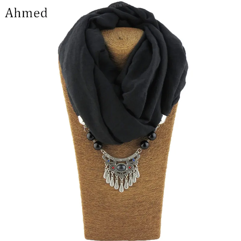 Мода от Ahmed, новинка, мусульманское хлопковое ожерелье с шарфом, s, металлический замок, бусины, подвеска, массивное ожерелье для женщин, ювелирное изделие