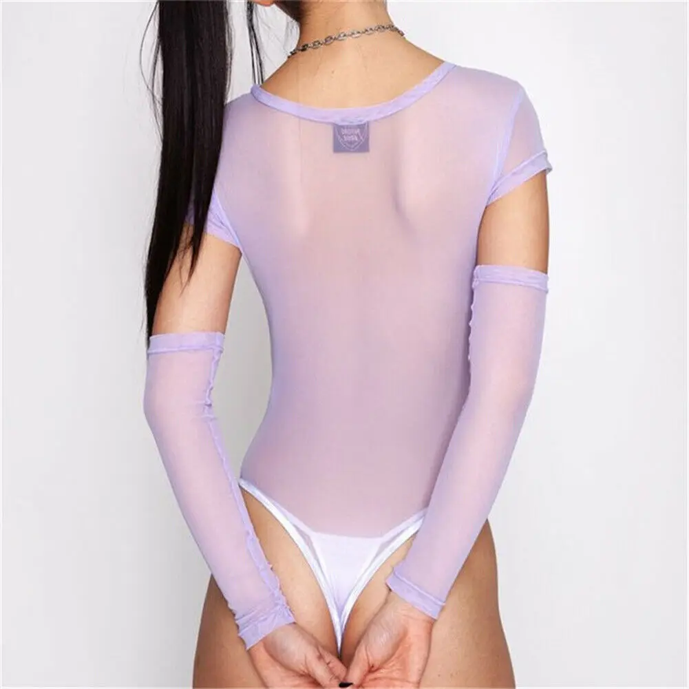 Женское прозрачное боди из тюля с открытой спиной Сетчатое бантом сексуальный