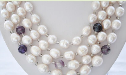 Jewelr 004830 4row 21 &quotбелый рис пресноводный жемчуг Crystal башня ожерелье|necklace necklace|crystal