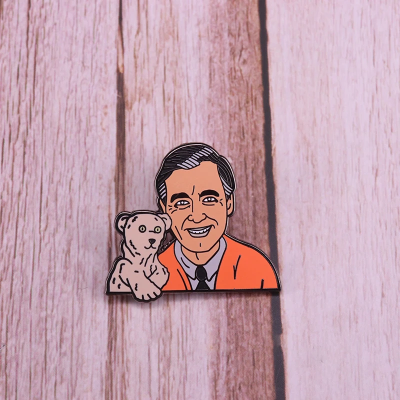 Fred Rogers Эмаль Булавка Милая кукольная брошь медведь мистер Роджерс район Ностальгический детский значок детский подарок