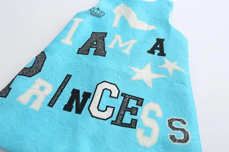Toddler Girl Fashion Dresses Spring Autumn Little Party Dress Princess Letter Print For Kids Sky Blue Clothing | Детская одежда и