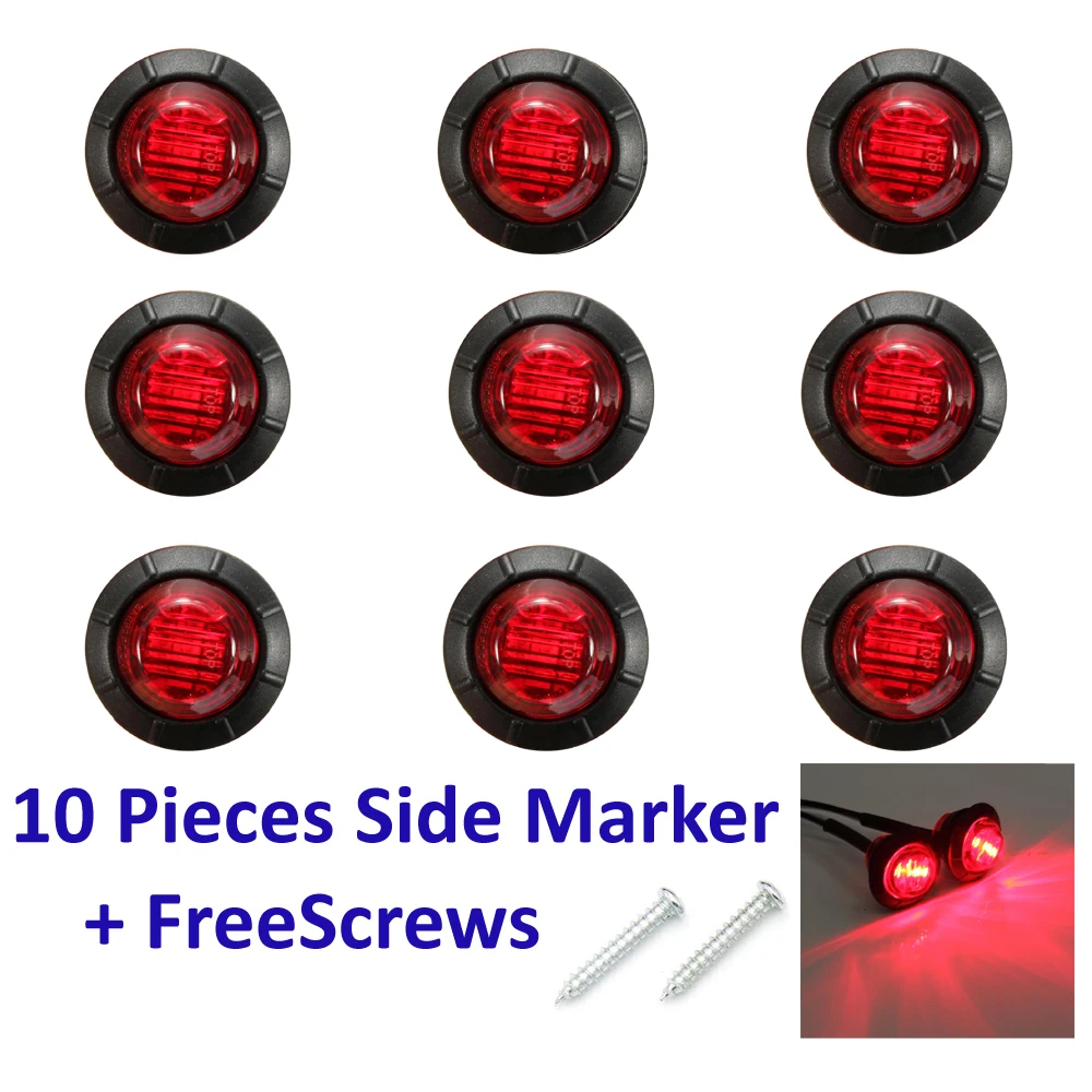 10 шт. 3/4 дюймов 12V 3 цвета 3LED сбоку принимающих индикатор светильник для автомобиля