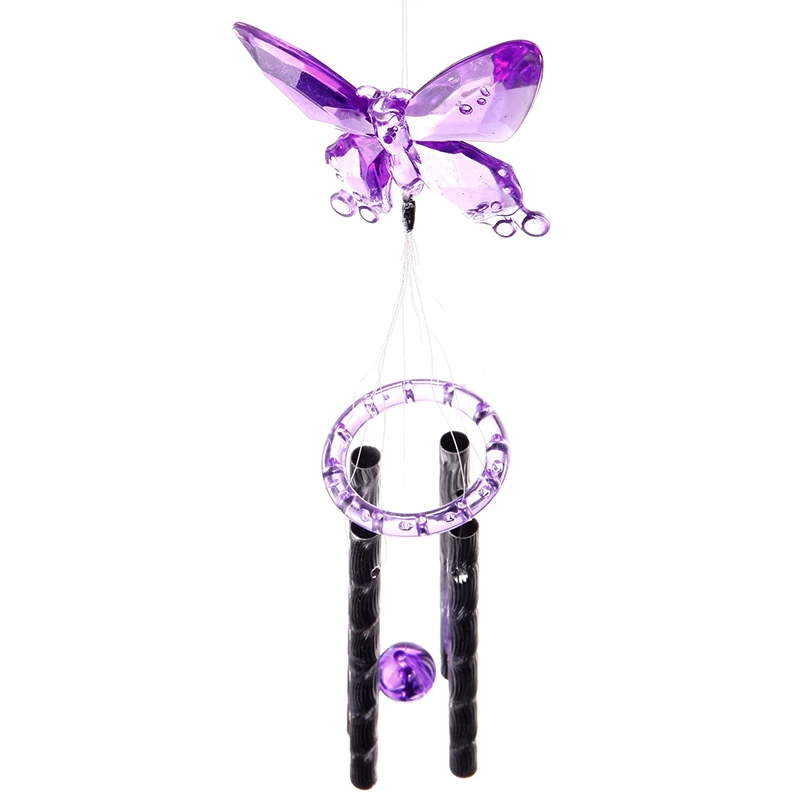 Grace Butterfly пластиковые Кристальные 4 металлические трубки Windchime Wind Chime Декор для