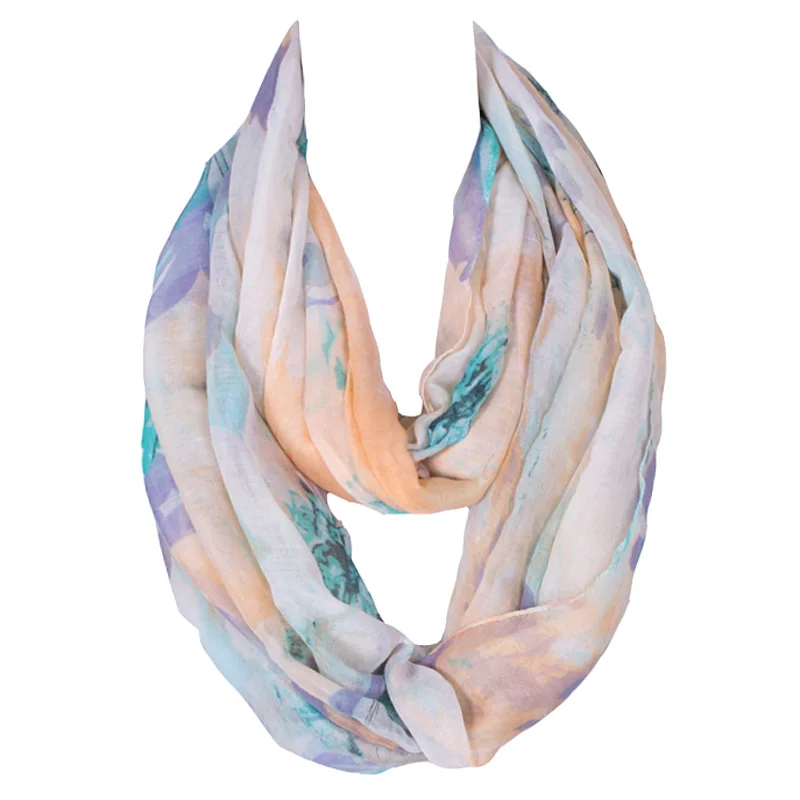 Женский легкий шарф-Кольцо из полиэстера с цветочным принтом 2019x180 см |