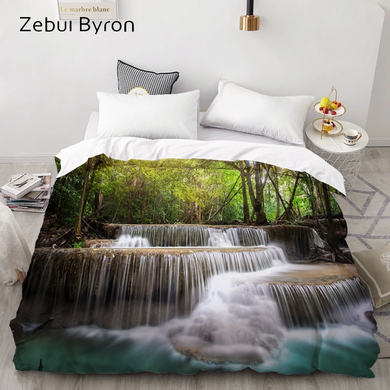 

3D Duvet Cover Custom,Comforter/Quilt/Blanket case Queen/King,Bedding 140x200/220x240/200x200 Quilt Cover waterfall