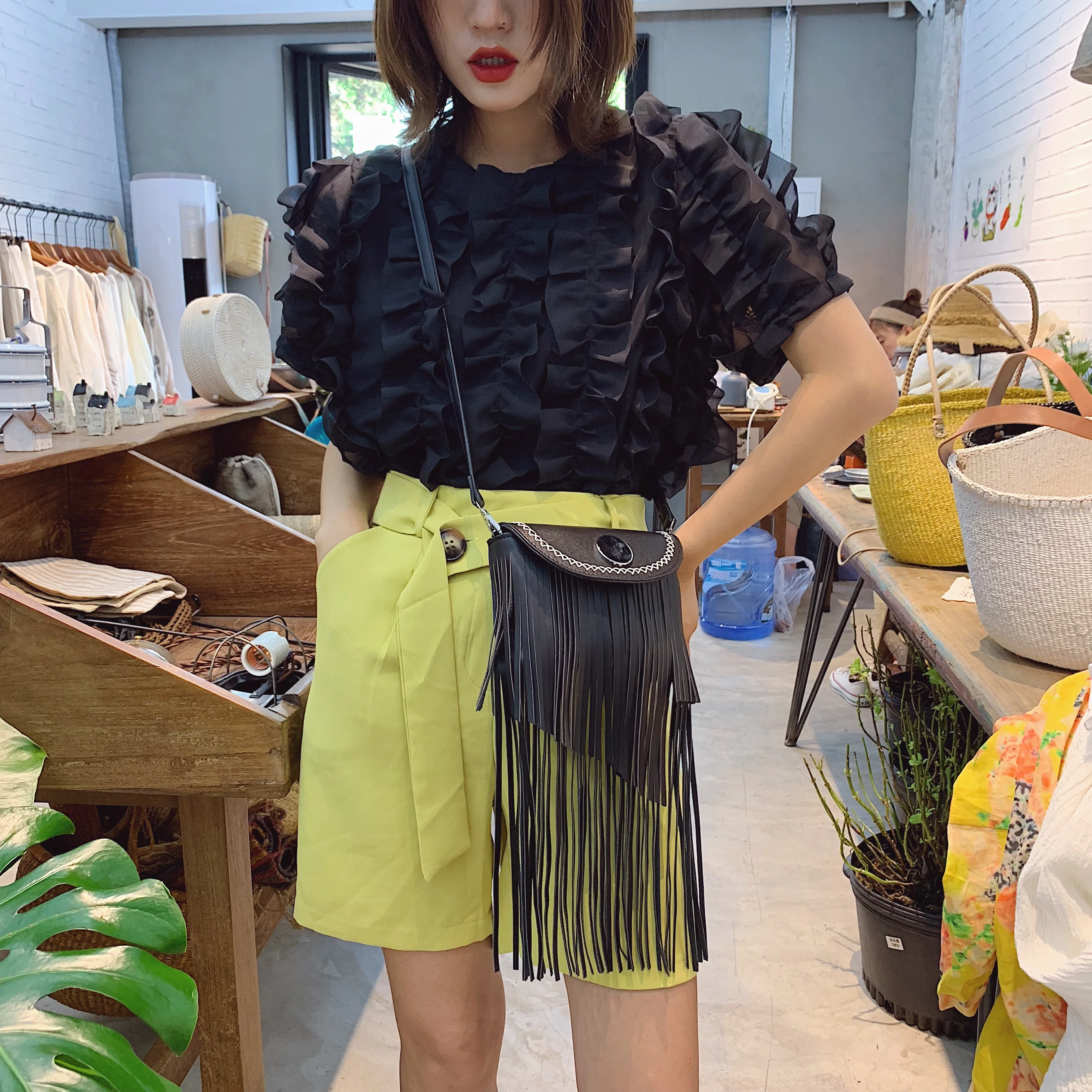 Fringed Messenger Bag Scrub PU Leather Ladies Flow New Retro Bohemian Su Bo Xia Style Hippie Gypsy Fringe Ms. Handbags | Багаж и сумки