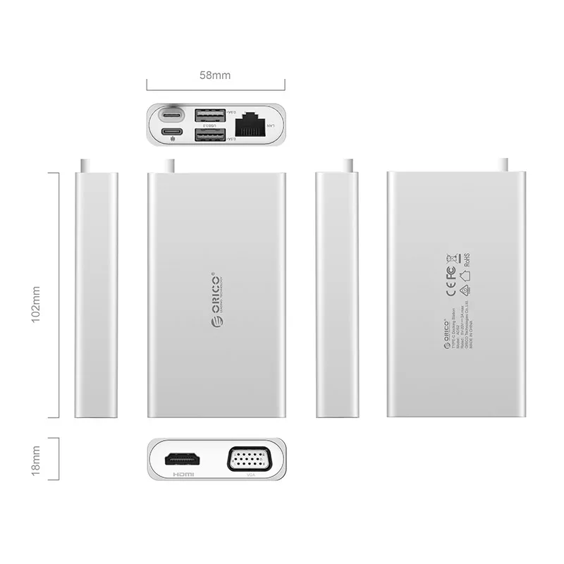 ORICO Matedock LAN адаптер сети Ethernet Проводная сеть для Huawei Matebook Type C многофункциональная