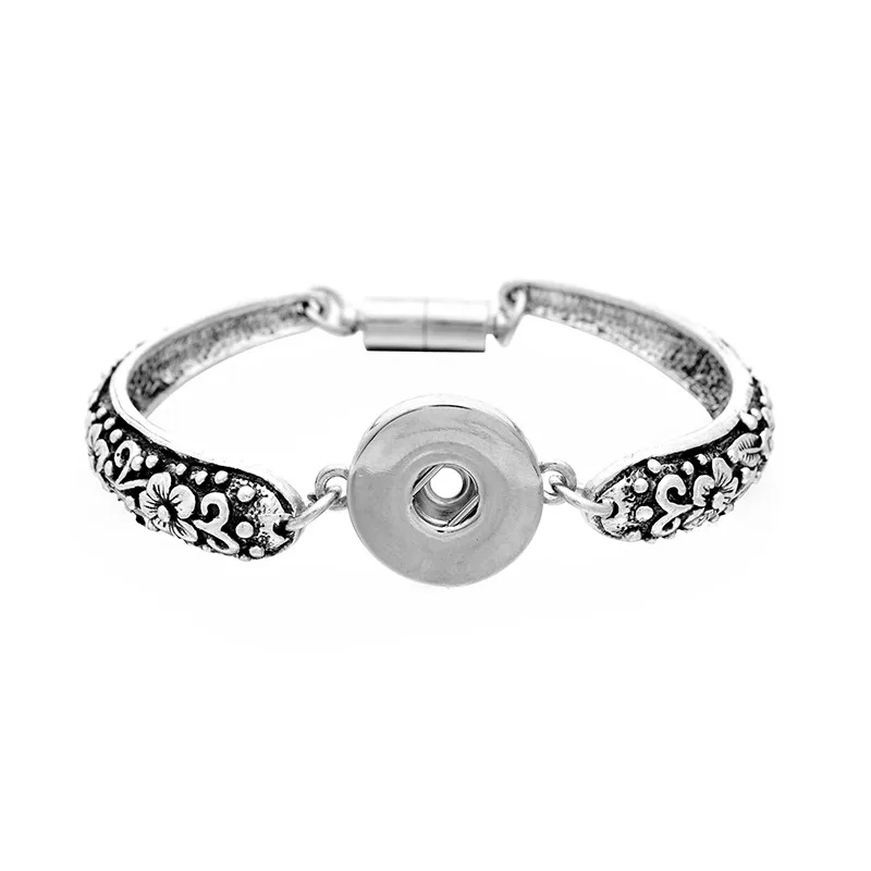 Этнический Тибетский винтажный резной цветок 18 мм металлические кнопки браслеты