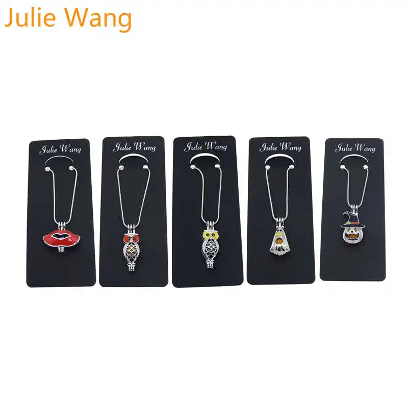 Жемчужные бусины Julie Wang из сплава с эмалью губами тыквой призраком совой
