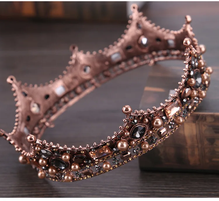 

Vintage Palace Baroque Glass Round Full Circle Crown Tiaras