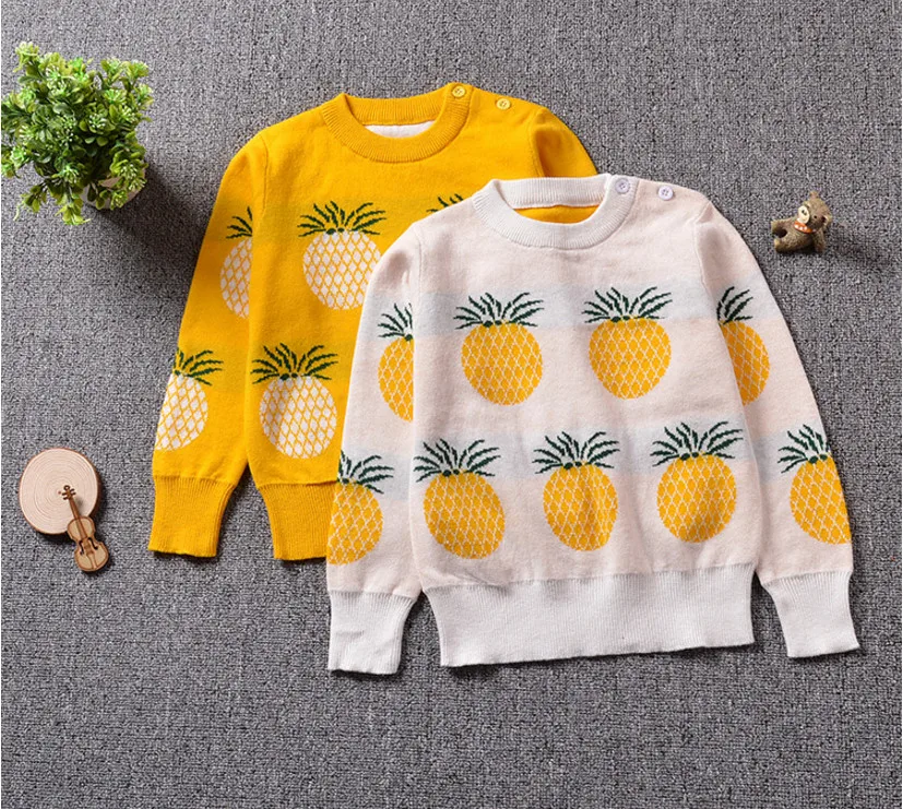 

Hot Sell Children O-Neck Pineapple Sweaters For Baby Girls And Boys New Style Cute Pattern Knitted Toddlers Pullover Clothing