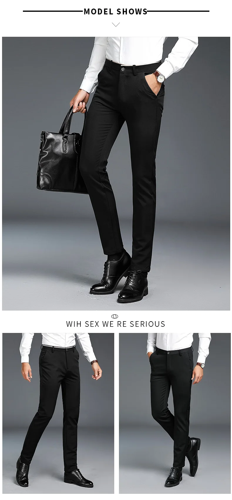 AIRGRACIAS Men Pants High Quality Cotton Casual Pants Stretch male trousers man long Straight Trousers solid color suit pant