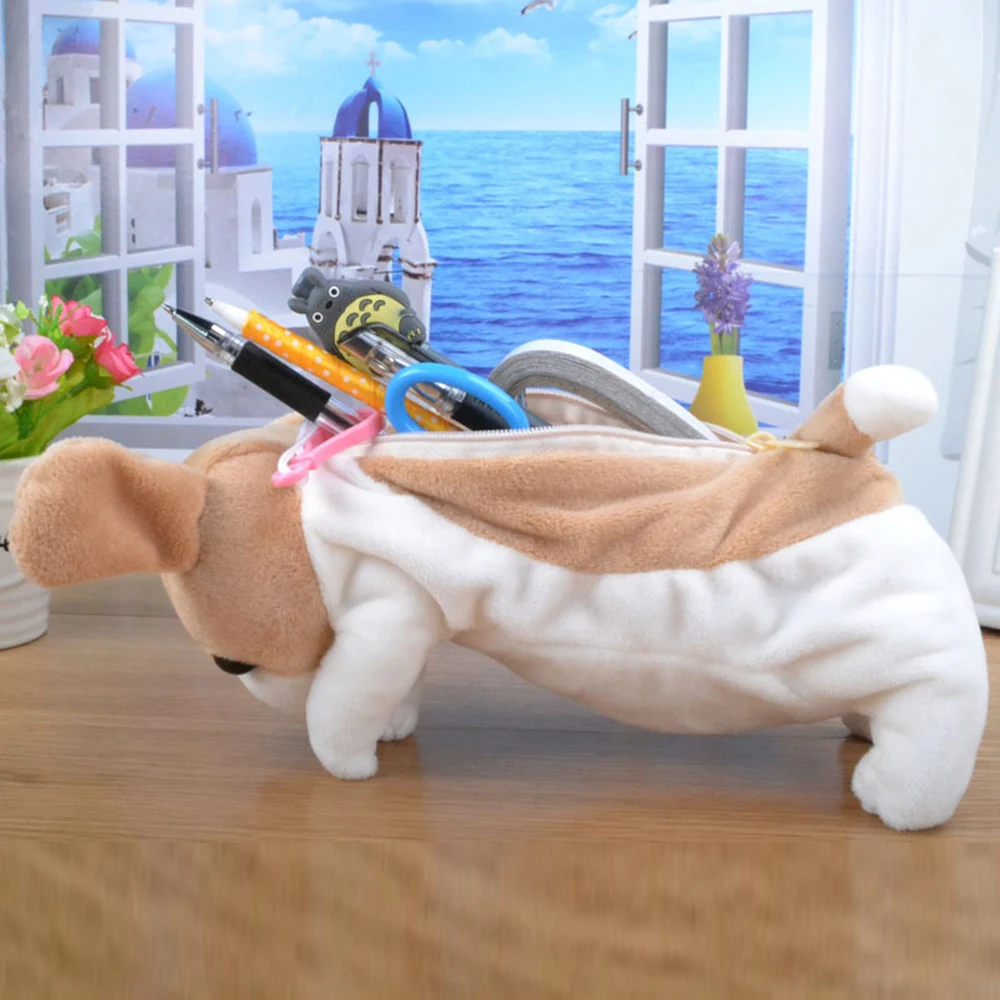New Cartoon Plush Dog Pencil Case Animal Funny Animal Shaped Pen Bag For Kids Schools Offices Supplies Stationery