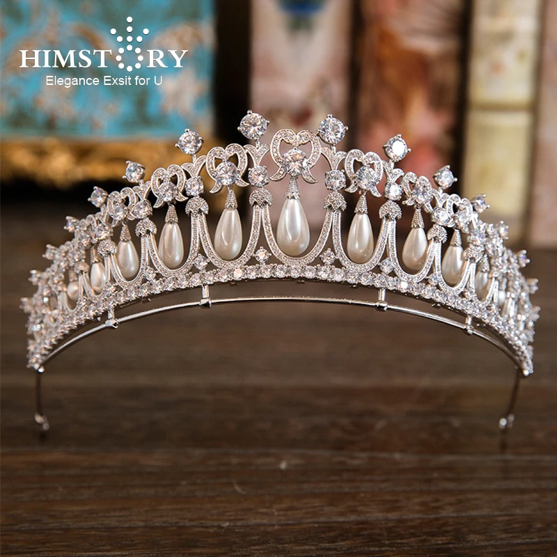 Тиара невесты с фианитом диадема каплями из циркония свадебные аксессуары для