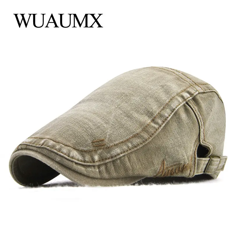 Летние береты Wuaumx шапка для мужчин хлопковая с плоским верхом мужская кепка