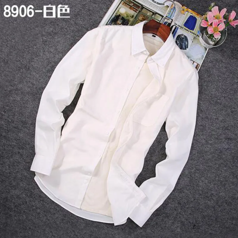 Модные мужские повседневные вельветовые рубашки Camisa, одноцветные однобортные фланелевые теплые зимние Рубашки, Топы, размер M-4XL - Цвет: white