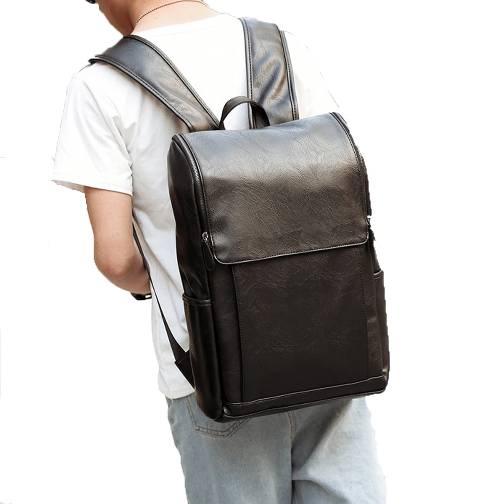FUSHAN Brand Preppy Style Leather School Backpack Bag For College Simple Design Men Casual Daypacks mochila male New | Багаж и сумки