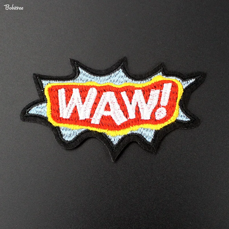 Модная мультяшная популярная гладильная нашивка WAW креативный вышитый значок