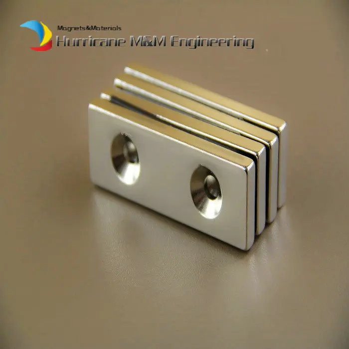 

6 pcs/lot NdFeB Fix Magnet 60x20x5 mm with 2 M5 Countersunk Hole Block N42 Neodymium Rare Earth Permanent Magnet