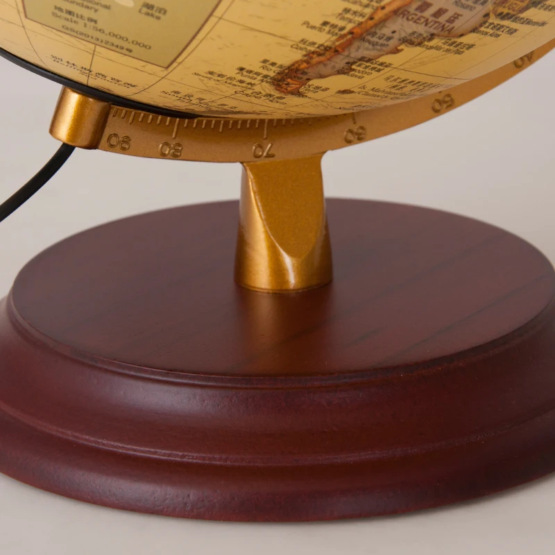 9Inch Antique Globe Table Lamp Desktop Decor Study Teaching Earth World Map Light Kids Room Geography Gifts Wood Base | Освещение