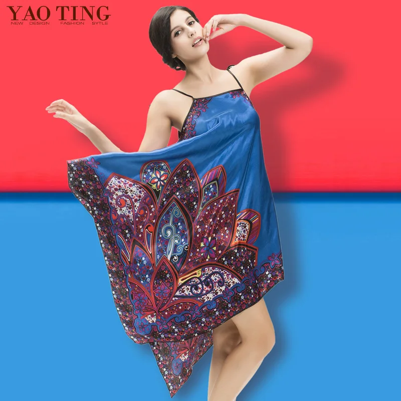 2017 Женская сексуальная ночная рубашка с принтом без рукавов летняя одежда для