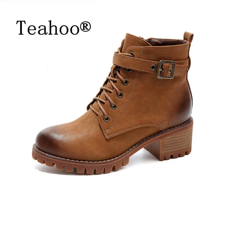 Женские ботинки Челси Teahoo осенние оксфорды в стиле ретро на плоской подошве с