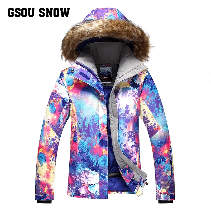 Новый лыжный костюм GSOUSNOW Женская куртка ветрозащитный теплый водонепроницаемый