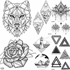 Красивая геометрическая сексуальная Цветочная искусственная Мужская треугольная Татуировка волка Временная каменная Водонепроницаемая Татуировка боди-арт переводки