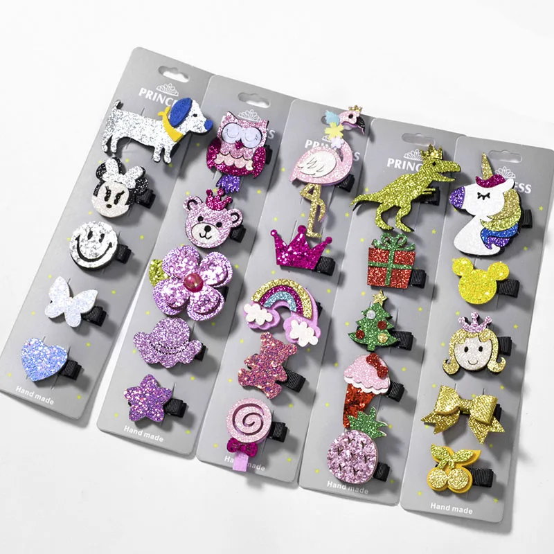 5pcs Baby Girls Hair Accessories Cartoon Unicorn Cute Hairpins Kids Crown Hairgrips Kawaii Headwear Infants Children Barrettes | Детская