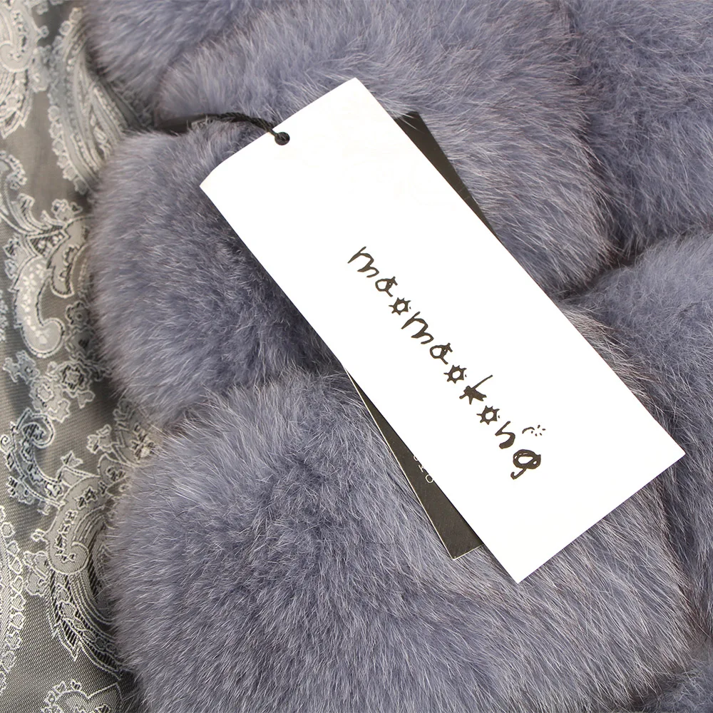 Maomoakong real natural fox fur Full coat 90CM long fashionable jacket Winter women's Coat vest girl leather | Женская одежда