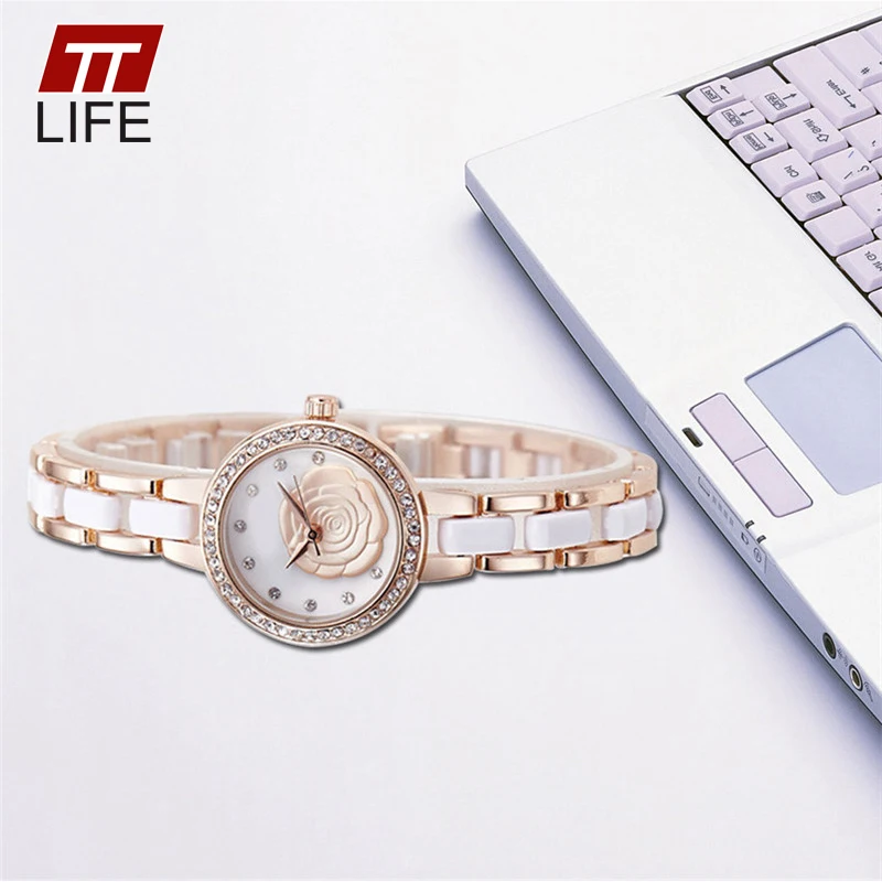 Новый Фирменный TTLIFE смотреть Камелия кварцевые часы Леди Розовый Смотреть