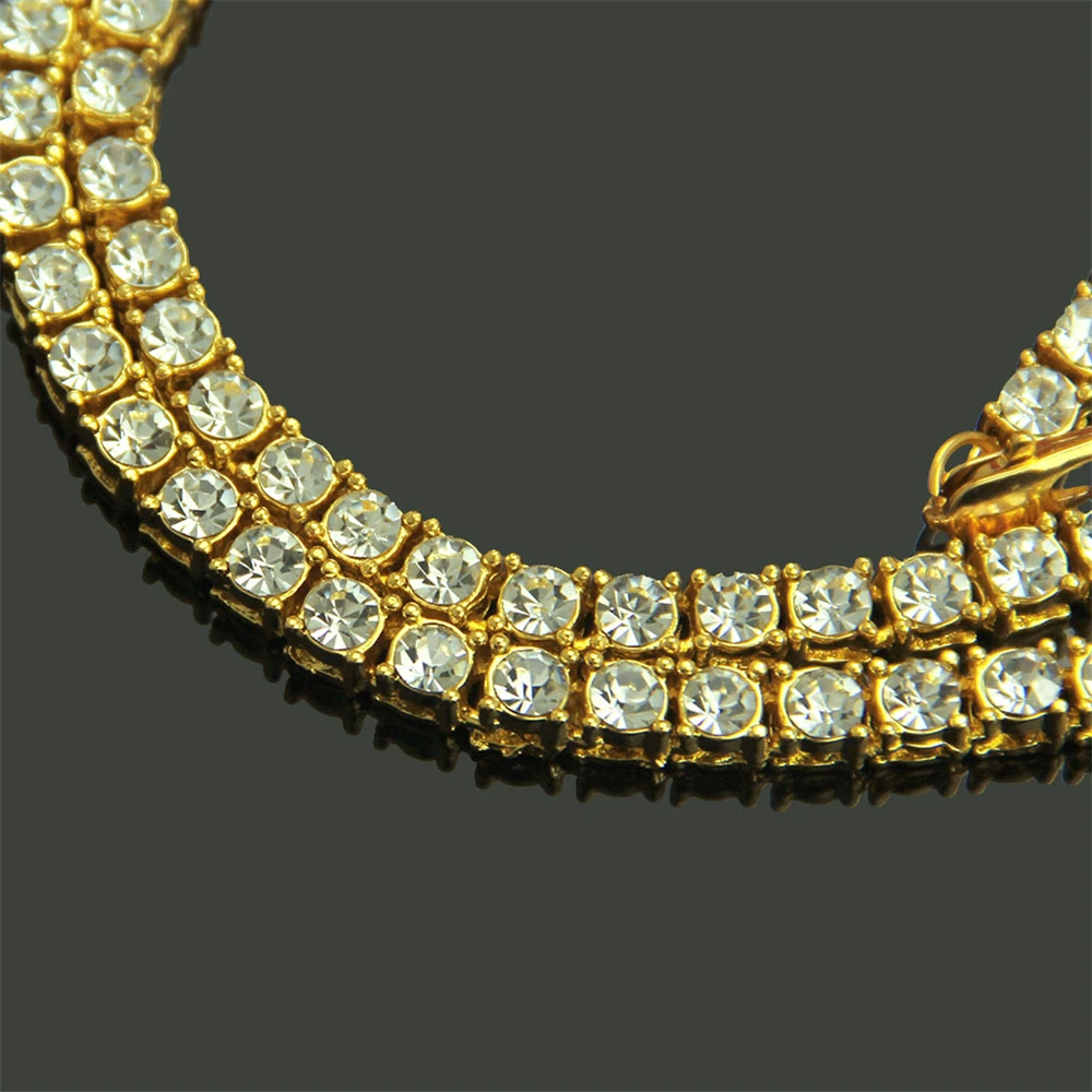 N032 Men's Hip Hop Gold Finish Rhinestone Charm Punk Jewelry Fashion Necklace Choker Long Chain 18&quot 20&quot22'' 26''