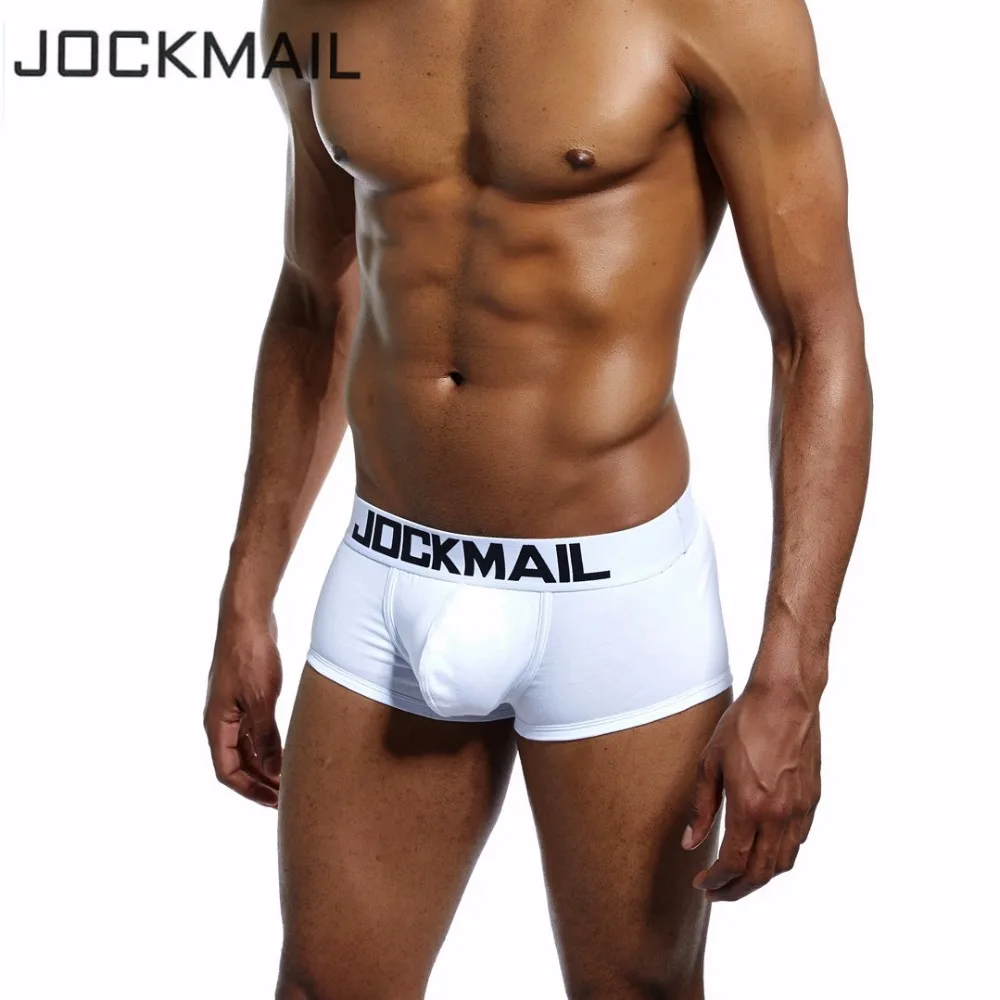 Бренд jockmail классический базовый однотонный Качественный хлопок Мужское нижнее белье боксеры шорты мужские трусы сексуальные трусы Гей ночное и нижнее белье