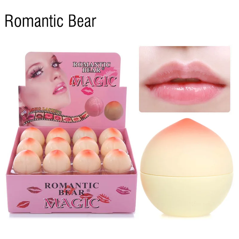 

ROMANTIC BEAR Peach Lip Balm Cosmetics set Magic Lips Makeup Keep your Lips Long-lasting Moisturizer 24pcs=1box Drop shipping