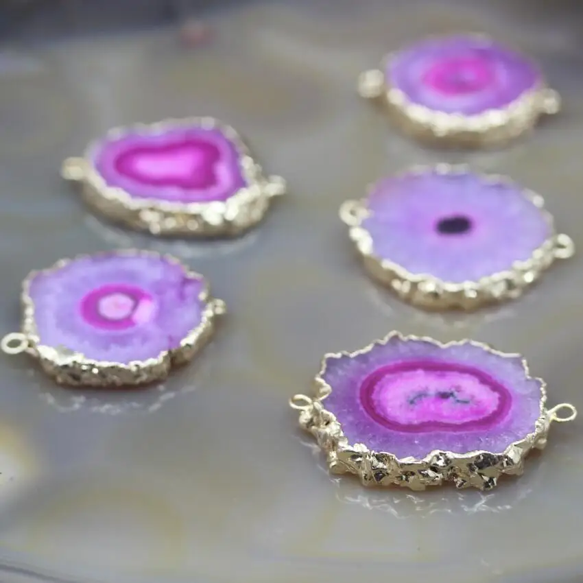 5 шт. большой розовый красный Подсолнух Drusy Geode плиты соединители подвески | Отзывы и видеообзор