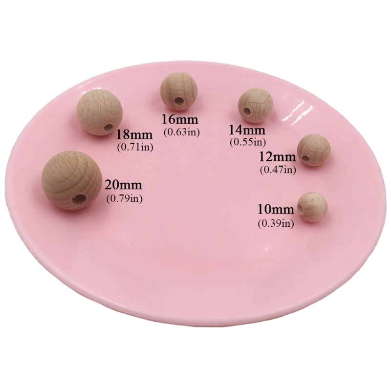 

10pcs 10mm - 20mm Beads Wood Beads Natural Maple Wooden Baby Teething Beads For Jewelry DIY Making Toys Baby Teether