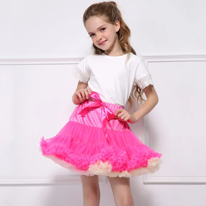 Children Girls Ballet Fairy Kids Pleated Tulle Asymmetrical Skirt Princess Holiday Skirts Tutu Party Baby Pink Color | Детская одежда и