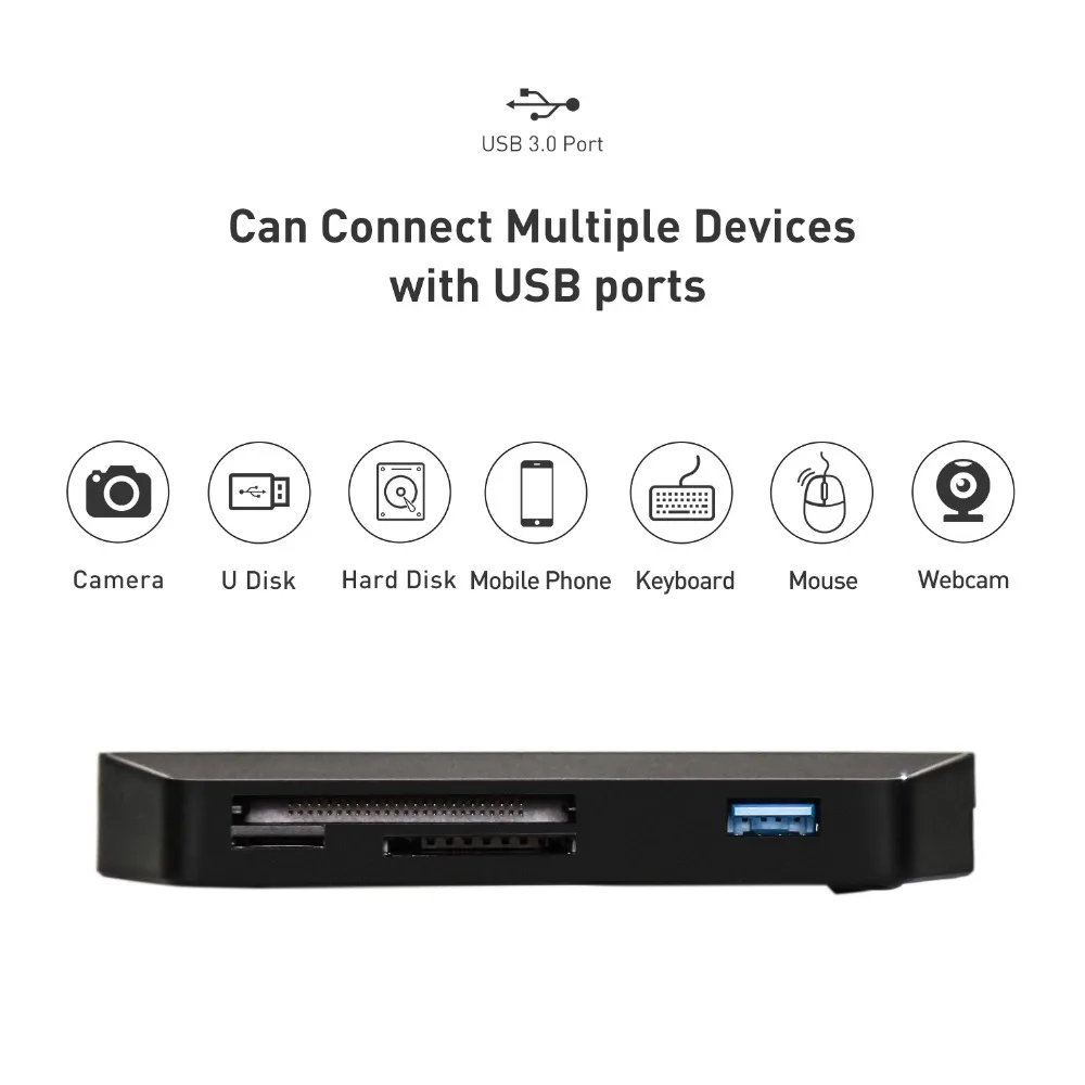 Dyplay концентратор USB Type C адаптер, многопортовый 8 в 1 комбинированный концентратор с портом HDMI/VGA, USB 3,0/3,5 мм аудио, CF/SD/TF кард-ридер дорожная док-станция