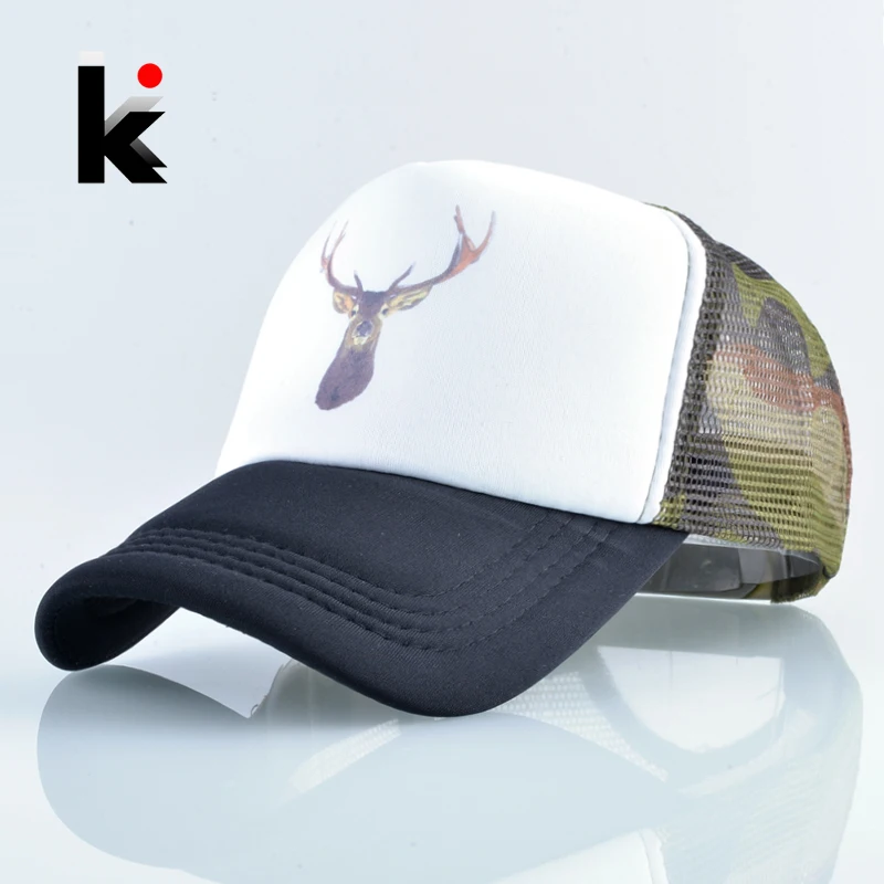 летние бейсболка мужская кепка мода женская принт Лось сетки Кепка унисекс