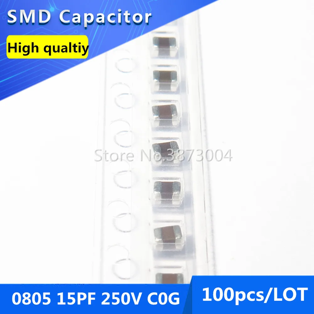 100 шт 0805 15PF C0G/NPO 250V 5% толстая пленка чип многослойный керамический