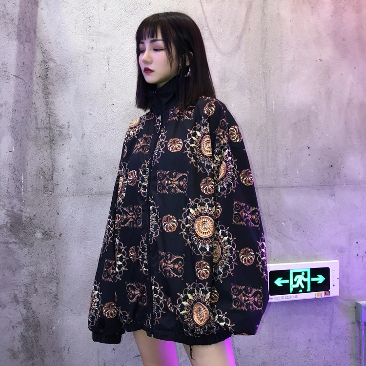 LMCAVASUN Осенняя ретро куртка Женская свободная с длинным рукавом Harajuku пальто тонкая верхняя одежда