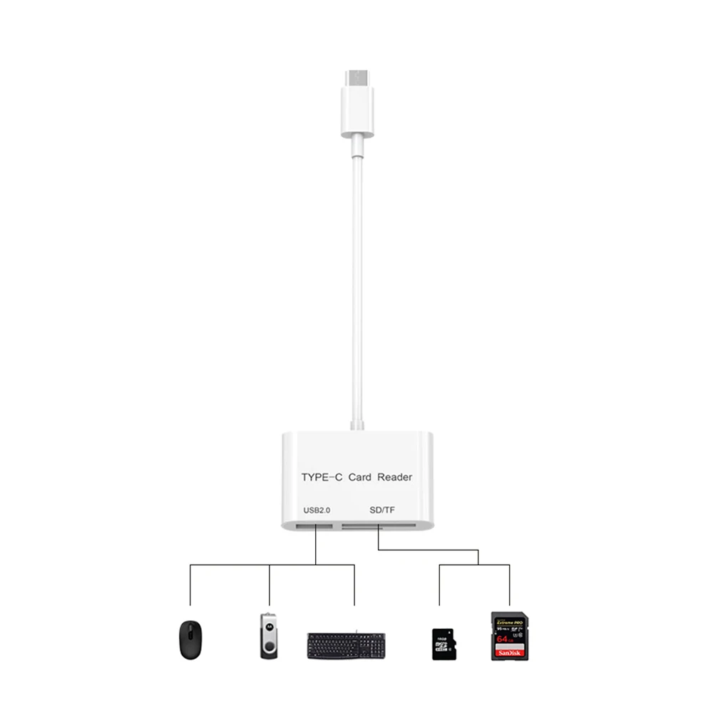 3 в 1 USB кард-ридер адаптер type C кабель SD/Micro SD TF подключение камеры смарт-карта памяти для Macbook Pro type-C порт