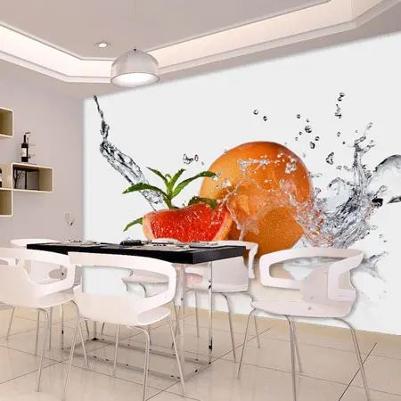 3d фотообои в виде капли воды фруктов оранжевых обоев фрески для кухни комнаты