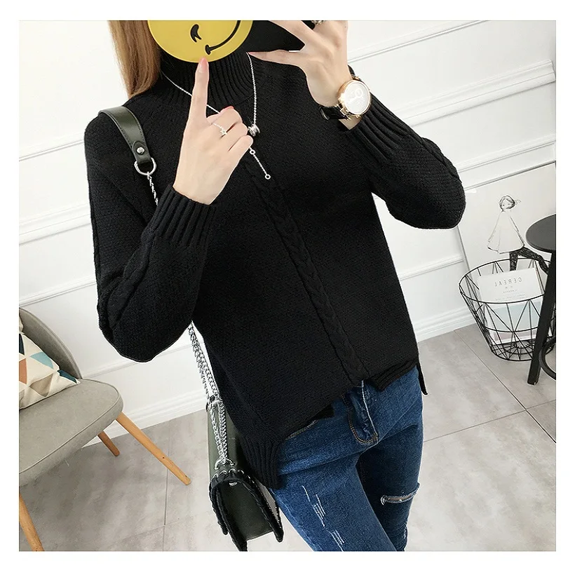 

Turtleneck New fashion Thickening and loosening Autumn and winter Casual Lady's knitted sweater woman's blouses Pullovers