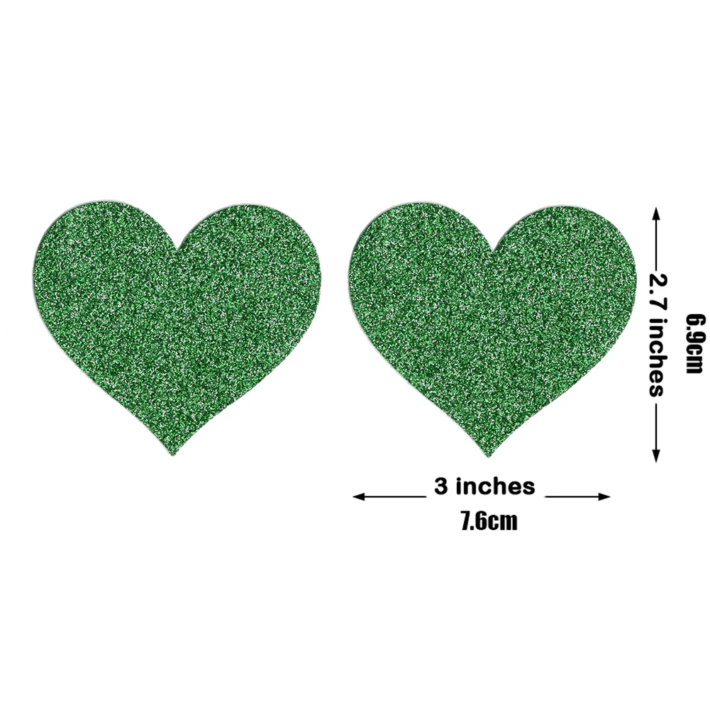 Glitter Green Heart Ypser наклейки на соски, отделяющие грудь пасти, крышка для сосков, 10 пар - Color: Glitter Green Heart